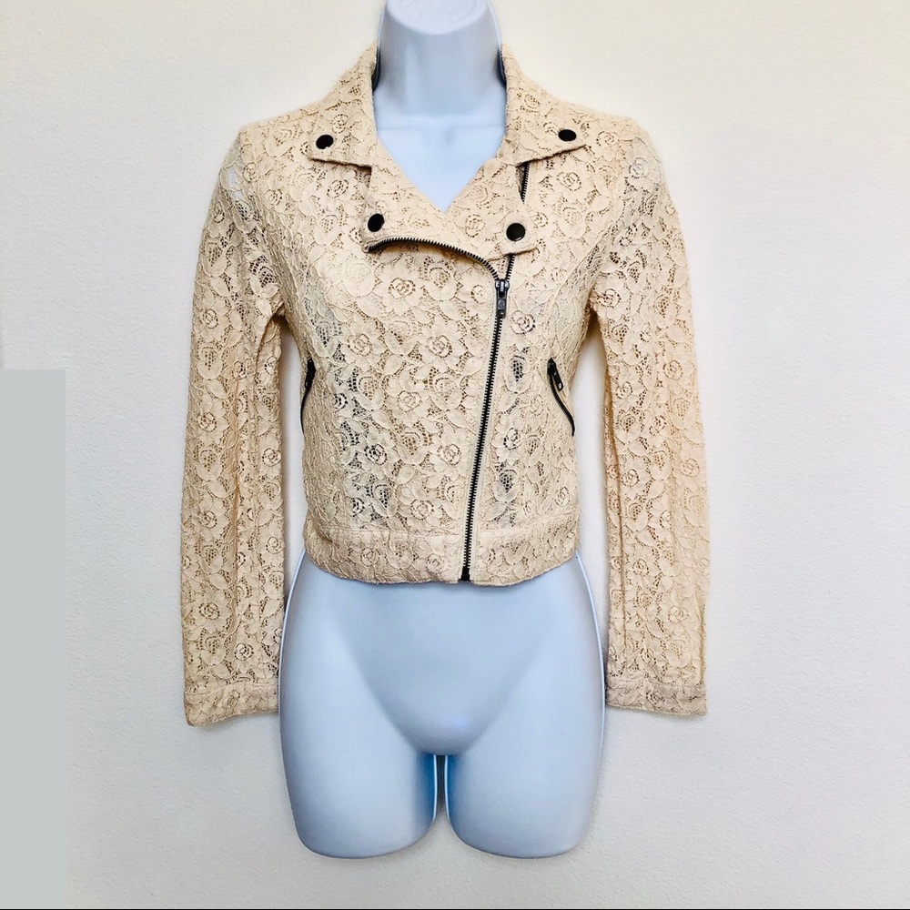 KIRRA⚡️Cute Zip Up Lace Moto Jacket_XS
